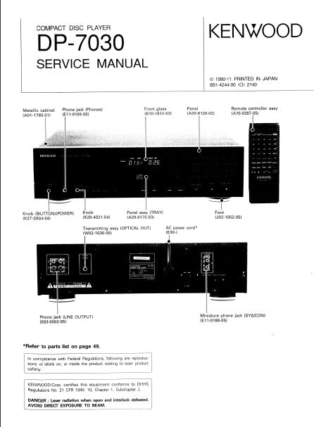 KENWOOD DP-7030 SERVICE MANUAL ENGLISH CD PLAYER