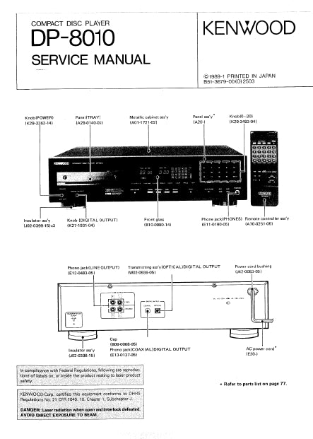 KENWOOD DP-8010 SERVICE MANUAL ENGLISH CD PLAYER