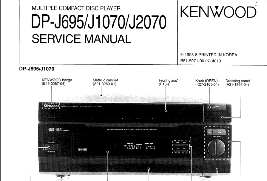 KENWOOD DP-J695 DP-J1070 DP-J2070 SERVICE MANUAL ENGLISH CD PLAYER