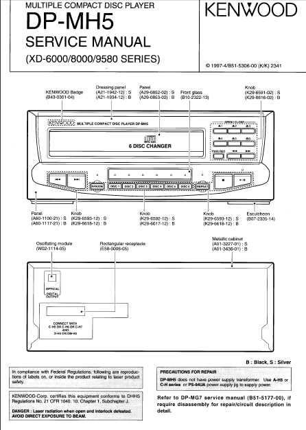 KENWOOD DP-MH5 SERVICE MANUAL ENGLISH MULTIPLE CD PLAYER