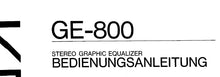 Load image into Gallery viewer, KENWOOD GE-800 BEDIENUNGSANLEITUNG DEUTSCH STEREO GRAPHIC EQUALIZER
