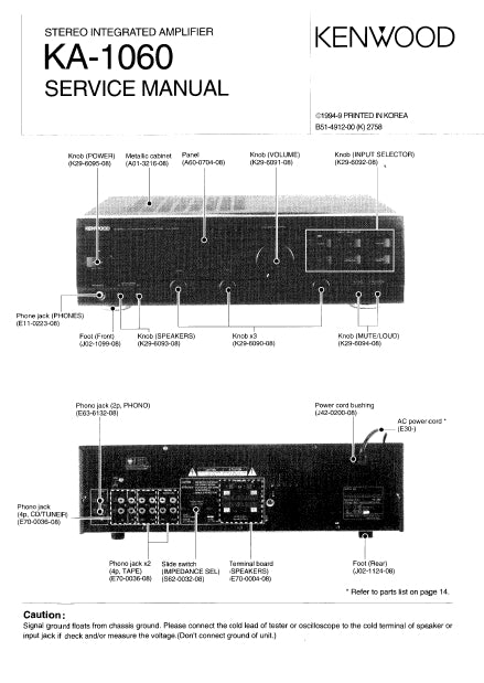 KENWOOD KA-1060 SERVICE MANUAL ENGLISH STEREO INTEGRATED AMPLIFIER