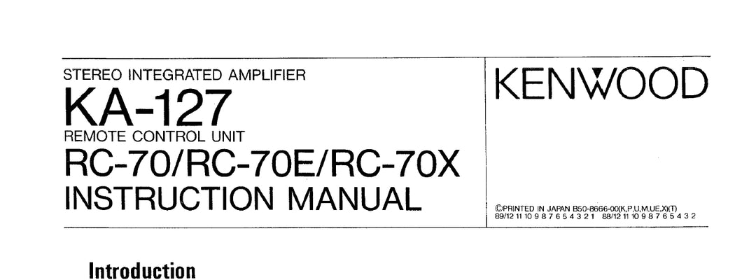 KENWOOD KA-127 INSTRUCTION MANUAL ENGLISH STEREO INTEGRATED AMPLIFIER