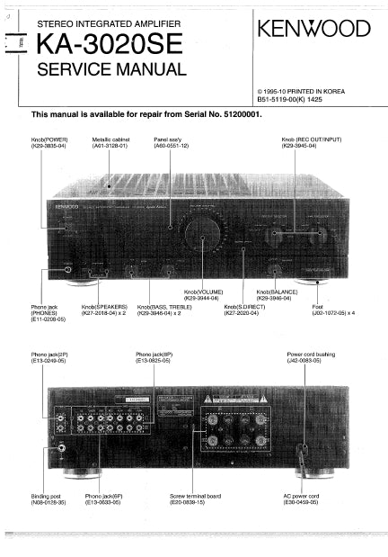 KENWOOD KA-3020SE SERVICE MANUAL ENGLISH STEREO INTEGRATED AMPLIFIER