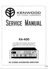 Load image into Gallery viewer, KENWOOD KA-400 SERVICE MANUAL BOOK IN ENGLISH DC STEREO INTEGRATED AMPLIFIER
