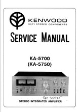Load image into Gallery viewer, KENWOOD KA-5700 KA-5750 SERVICE MANUAL ENGLISH STEREO INTEGRATED AMPLIFIER
