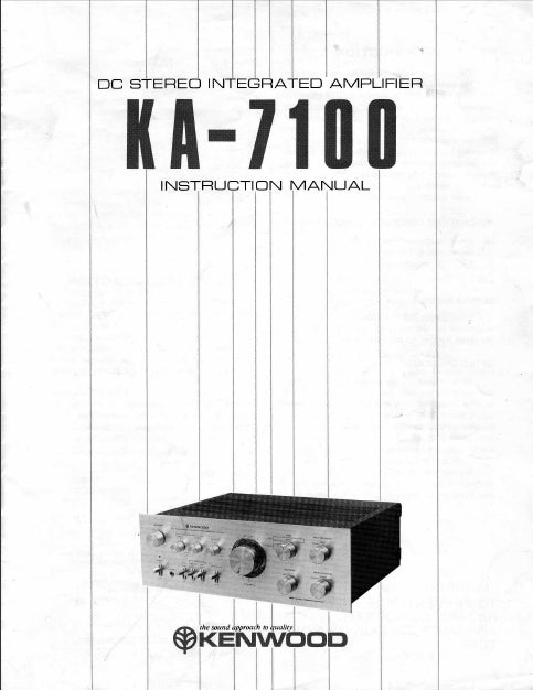 KENWOOD KA-7100 INSTRUCTION MANUAL ENGLISH DC STEREO INTEGRATED AMPLIFIER