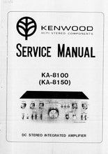 Load image into Gallery viewer, KENWOOD KA-8100 KA-8150 SERVICE MANUAL BOOK IN ENGLISH DC STEREO INTEGRATED AMPLIFIER
