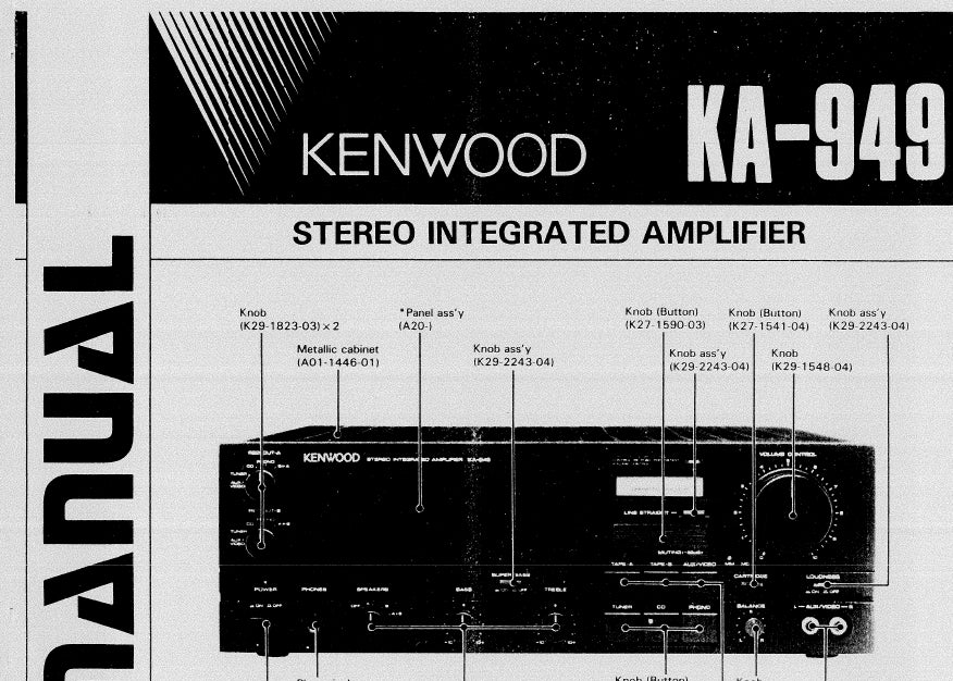 KENWOOD KA-949 SERVICE MANUAL BOOK IN ENGLISH STEREO INTEGRATED AMPLIFIER