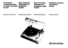 Load image into Gallery viewer, KENWOOD KD-3100 MANUEL D'INSTRUCTIONS BEDIENUNGSANLEITUNG GEBRUIKSAANWIJZING BRUKSANVISNING FRANC DEUT NL SW TOURNE DISQUE
