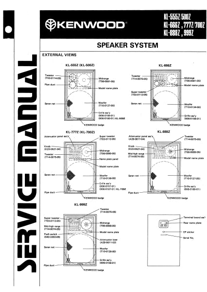 KENWOOD KL-555Z KL-500Z KL-666Z KL-777Z KL-700Z KL888Z KL-999Z SERVICE MANUAL ENGLISH SPEAKER SYSTEM