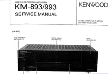 Load image into Gallery viewer, KENWOOD KM-893 KM-993 SERVICE MANUAL ENGLISH STEREO POWER AMPLIFIER
