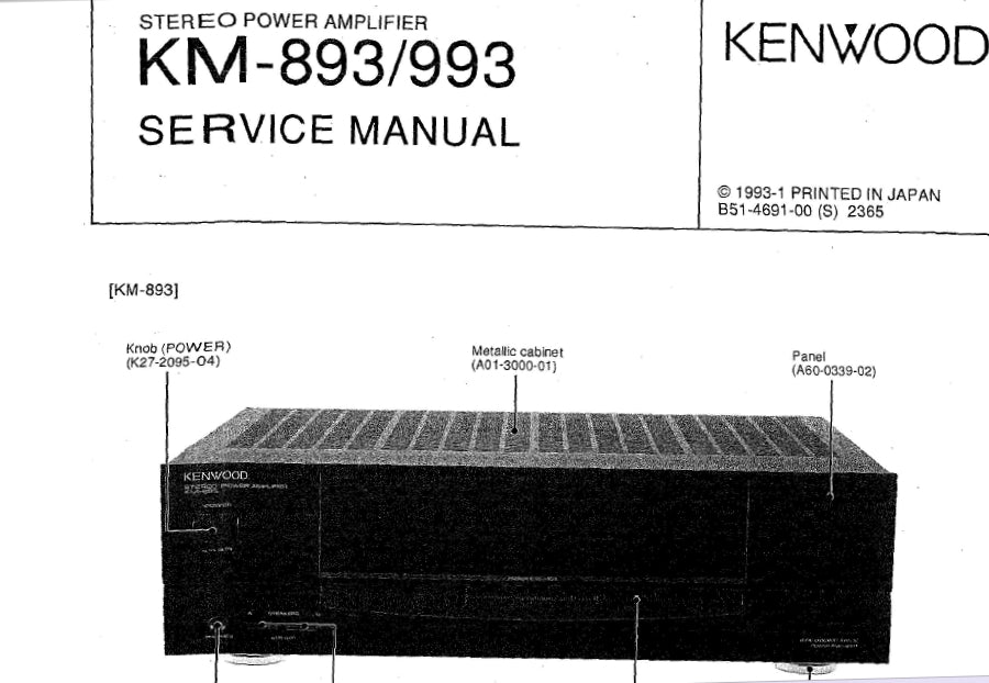 KENWOOD KM-893 KM-993 SERVICE MANUAL ENGLISH STEREO POWER AMPLIFIER