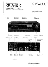 Load image into Gallery viewer, KENWOOD KR-A4010 SERVICE MANUAL ENGLISH AM FM STEREO RECEIVER
