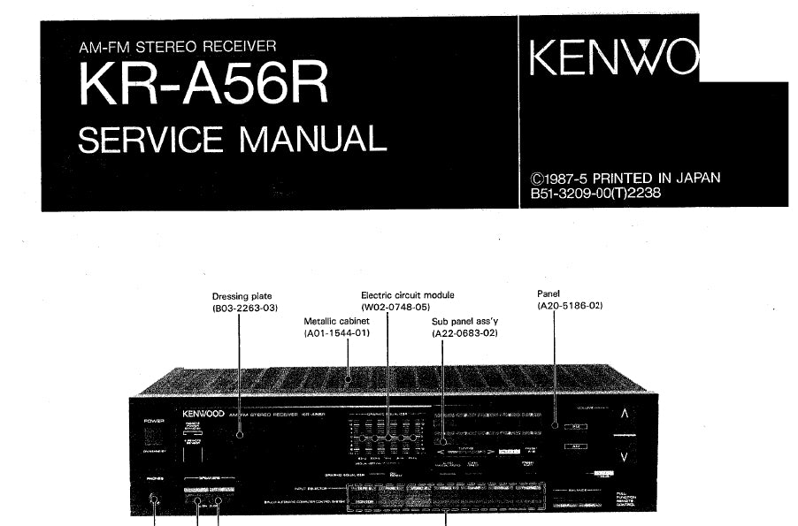 KENWOOD KR-A56R SERVICE MANUAL BOOK IN ENGLISH AM FM STEREO RECEIVER