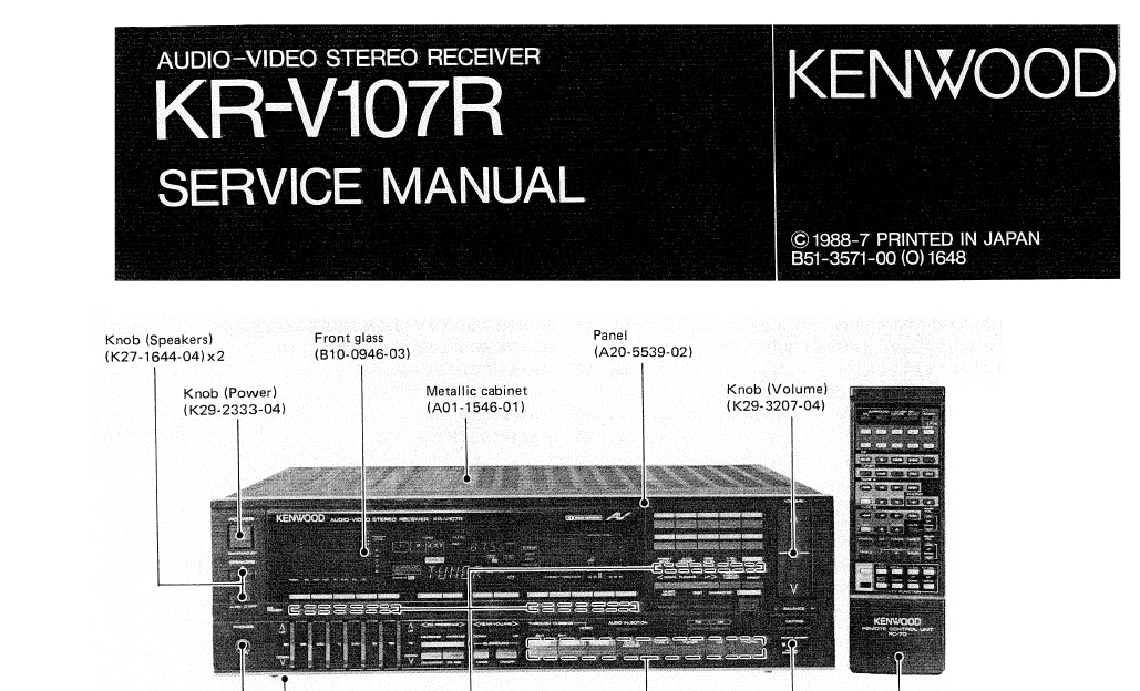 KENWOOD KR-V107R SERVICE MANUAL ENGLISH AV STEREO RECEIVER