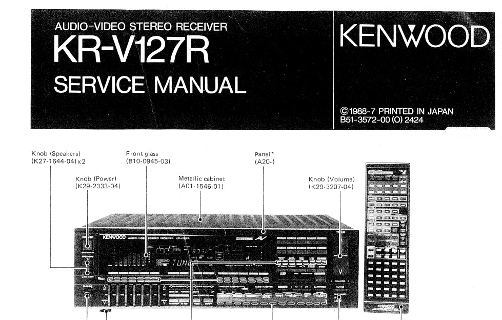 KENWOOD KR-V127R SERVICE MANUAL ENGLISH AV STEREO RECEIVER