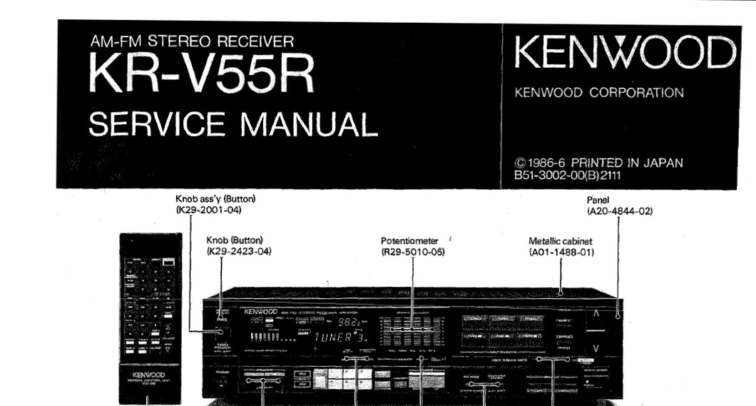 KENWOOD KR-V55R SERVICE MANUAL ENGLISH AM FM STEREO RECEIVER