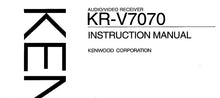 Load image into Gallery viewer, KENWOOD KR-V7070 INSTRUCTION MANUAL ENGLISH AV RECEIVER
