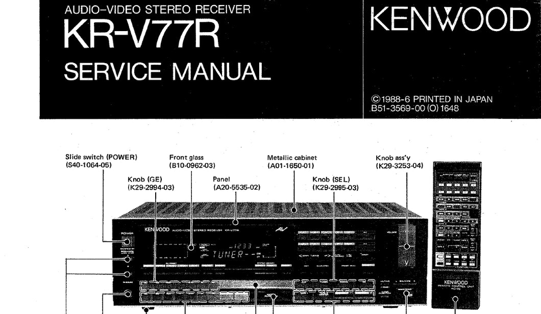 KENWOOD KR-V77R SERVICE MANUAL ENGLISH AV STEREO RECEIVER