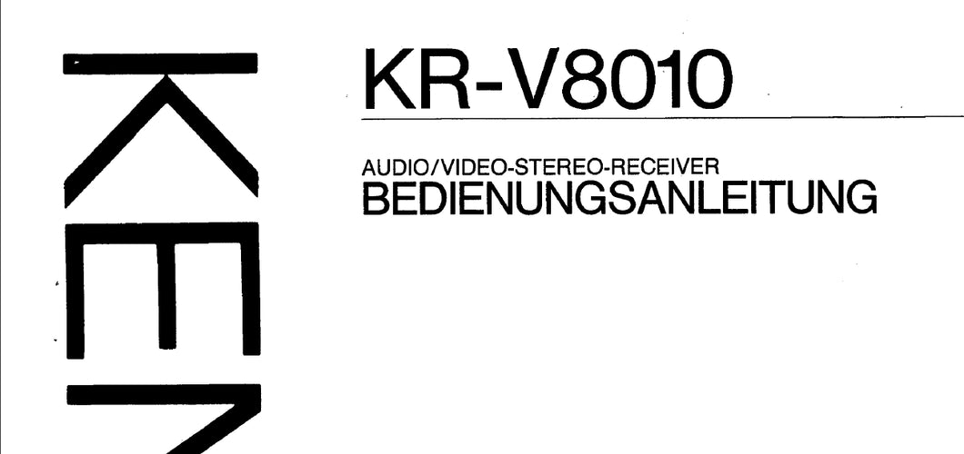 KENWOOD KR-V8010 BEDIENUNGSANLEITUNG DEUTSCH AV STEREO RECEIVER