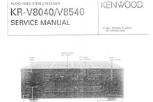 Load image into Gallery viewer, KENWOOD KR-V8040 KR-V8540 SERVICE MANUAL ENGLISH AV STEREO RECEIVER
