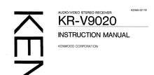 Load image into Gallery viewer, KENWOOD KR-V9020 INSTRUCTION MANUAL ENGLISH AV STEREO RECEIVER
