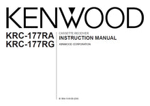 Load image into Gallery viewer, KENWOOD KRC-177RA KRC-177RG INSTRUCTION MANUAL ENGLISH CASSETTE RECEIVER
