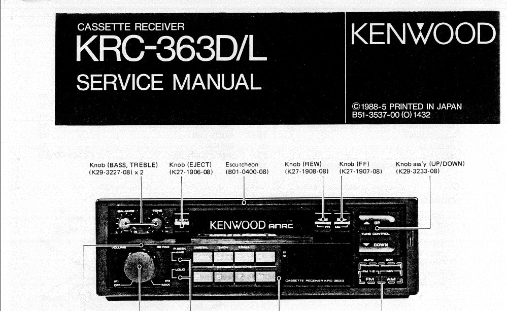 KENWOOD KRC-363D KRC-363L SERVICE MANUAL ENGLISH CASSETTE RECEIVER