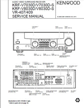 Load image into Gallery viewer, KENWOOD KRF-V7030D KRF-V7030D-S KRF-V8030D KRF-V8030D-S VR-407 VR-409 SERVICE MANUAL IN ENGLISH AV SURROUND RECEIVER
