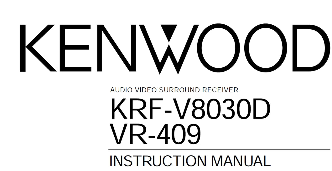 KENWOOD KRF-V8030D INSTRUCTION MANUAL ENGLISH AV SURROUND RECEIVER