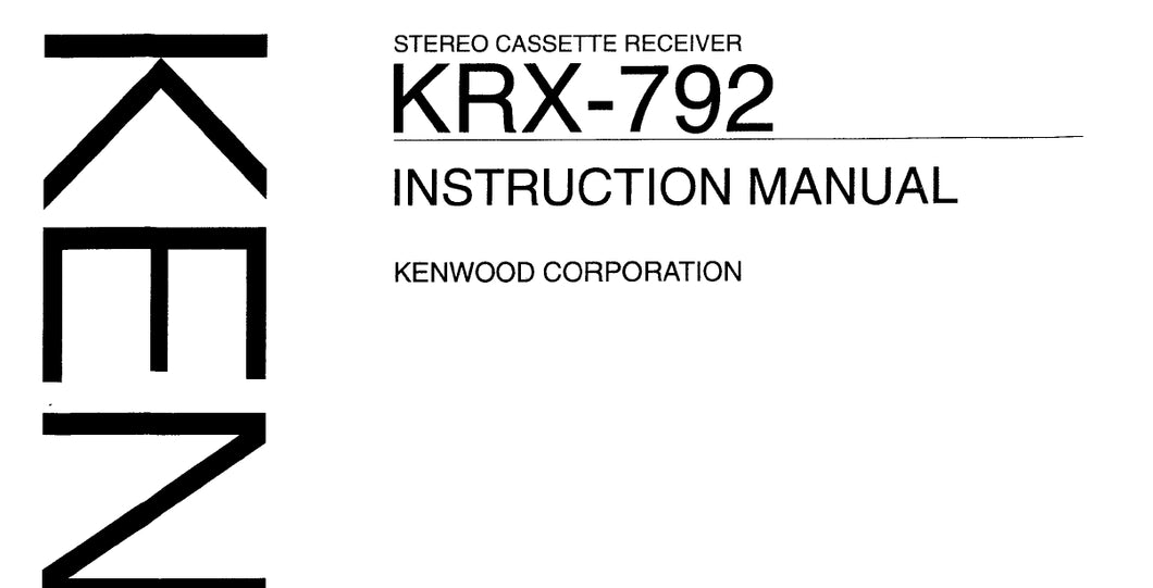 KENWOOD KRC-1054R KRC-954R INSTRUCTION MANUAL ENGLISH CASSETTE TUNER CASSETTE RECEIVER