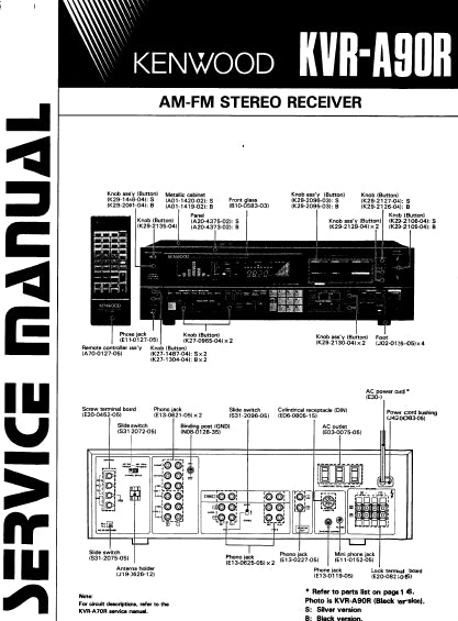 KENWOOD KVR-A90R SERVICE MANUAL ENGLISH AM FM STEREO RECEIVER