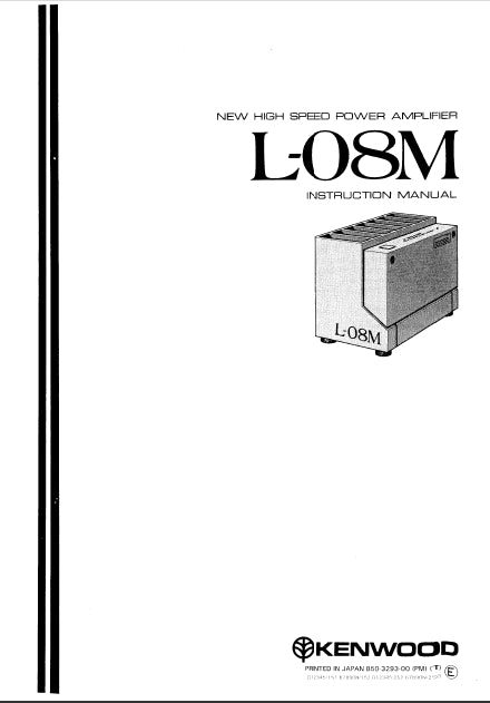 KENWOOD L-08M INSTRUCTION MANUAL ENGLISH NEW HIGH SPEED POWER AMPLIFIER