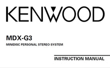 Load image into Gallery viewer, KENWOOD MDX-G3 INSTRUCTION MANUAL ENGLISH MINIDISC PERSONAL STEREO SYSTEM
