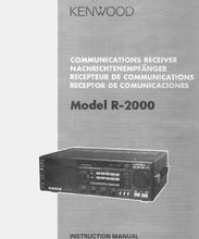 Load image into Gallery viewer, KENWOOD R-2000 INSTRUCTION MANUAL ENGLISH COMMUNICATIONS RECEIVER
