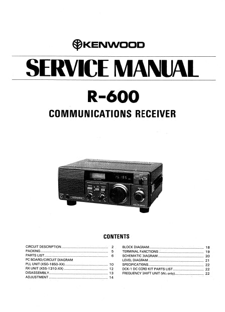 KENWOOD R-600 SERVICE MANUAL COMMUNICATIONS RECEIVER