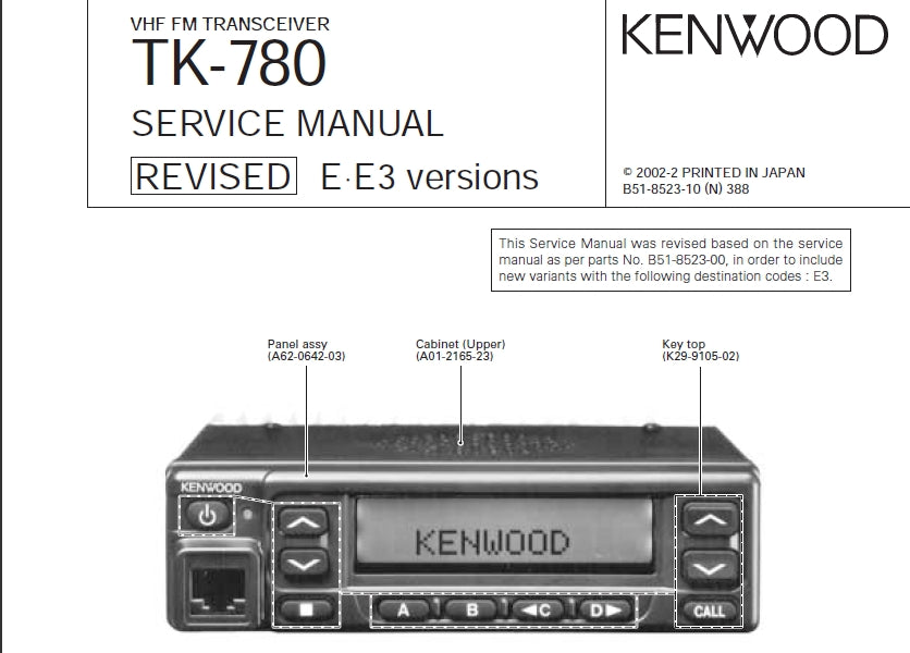 KENWOOD TK-780 SERVICE MANUAL ENGLISH VHF FM TRANSCEIVER