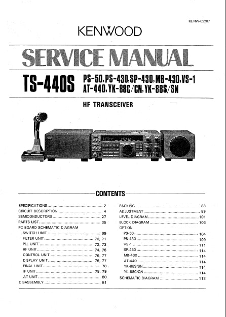 KENWOOD TS-440S SERVICE MANUAL ENGLISH HF TRANSCEIVER