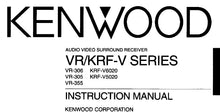 Load image into Gallery viewer, KENWOOD VR-306 VR-305 VR-55 KRF-V6020 KRF-V5020 INSTRUCTION MANUAL ENGLISH AV SURROUND RECEIVER
