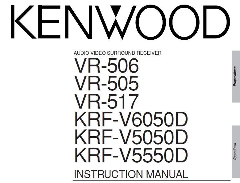 KENWOOD VR-505 VR-506 VR-517 KRF-V6050D KRF-V5050D KRF-V5550D INSTRUCTION MANUAL ENGLISH AV SURROUND RECEIVER