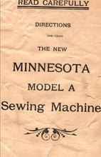 Load image into Gallery viewer, MINNESOTA A INSTRUCTION MANUAL ENGLISH SEWING MACHINE

