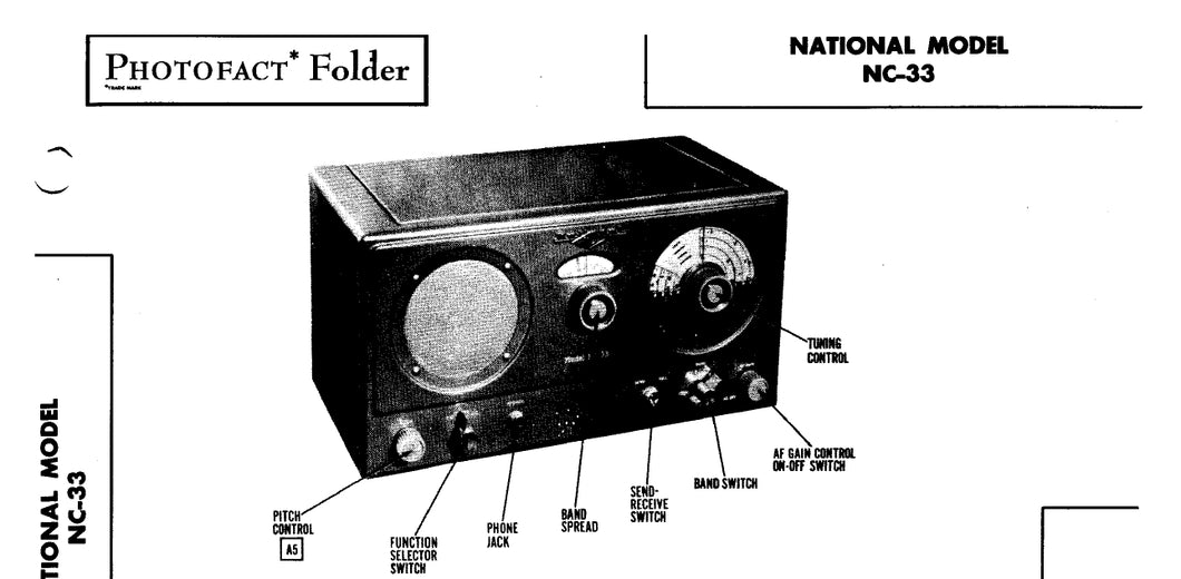 NATIONAL NC-33 SERVICE MANUAL IN ENGLISH MULTI-BAND RECEIVER