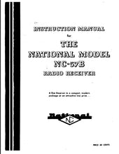 Load image into Gallery viewer, NATIONAL NC-57B INSTRUCTION MANUAL IN ENGLISH RADIO RECEIVER
