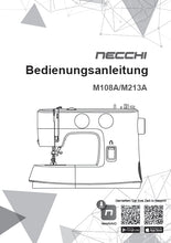 Load image into Gallery viewer, NECCHI M108A M213A BEDIENUNGSANLEITUNG DEUTSCH NAHMASCHINE
