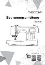 Load image into Gallery viewer, NECCHI NC-204D BEDIENUNGSANLEITUNG DEUTSCH NAHMASCHINE
