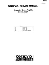 Load image into Gallery viewer, ONKYO A-807 SERVICE MANUAL IN ENGLISH INTEGRATED STEREO AMPLIFIER
