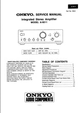 Load image into Gallery viewer, ONKYO A-9511 SERVICE MANUAL IN ENGLISH INTEGRATED STEREO AMPLIFIER
