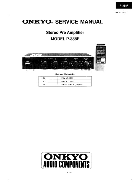 ONKYO P-388F SERVICE MANUAL IN ENGLISH STEREO PRE AMPLIFIER