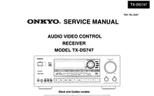 Load image into Gallery viewer, ONKYO TX-DS747 SERVICE MANUAL IN ENGLISH AV CONTROL RECEIVER

